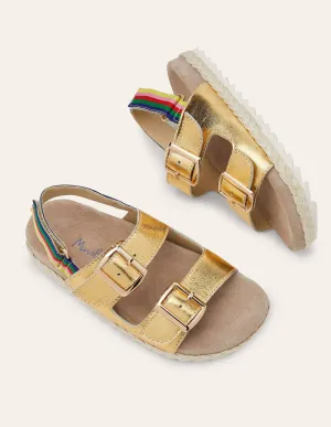 Espadrille-Sandalen-Gold, Regenbogen