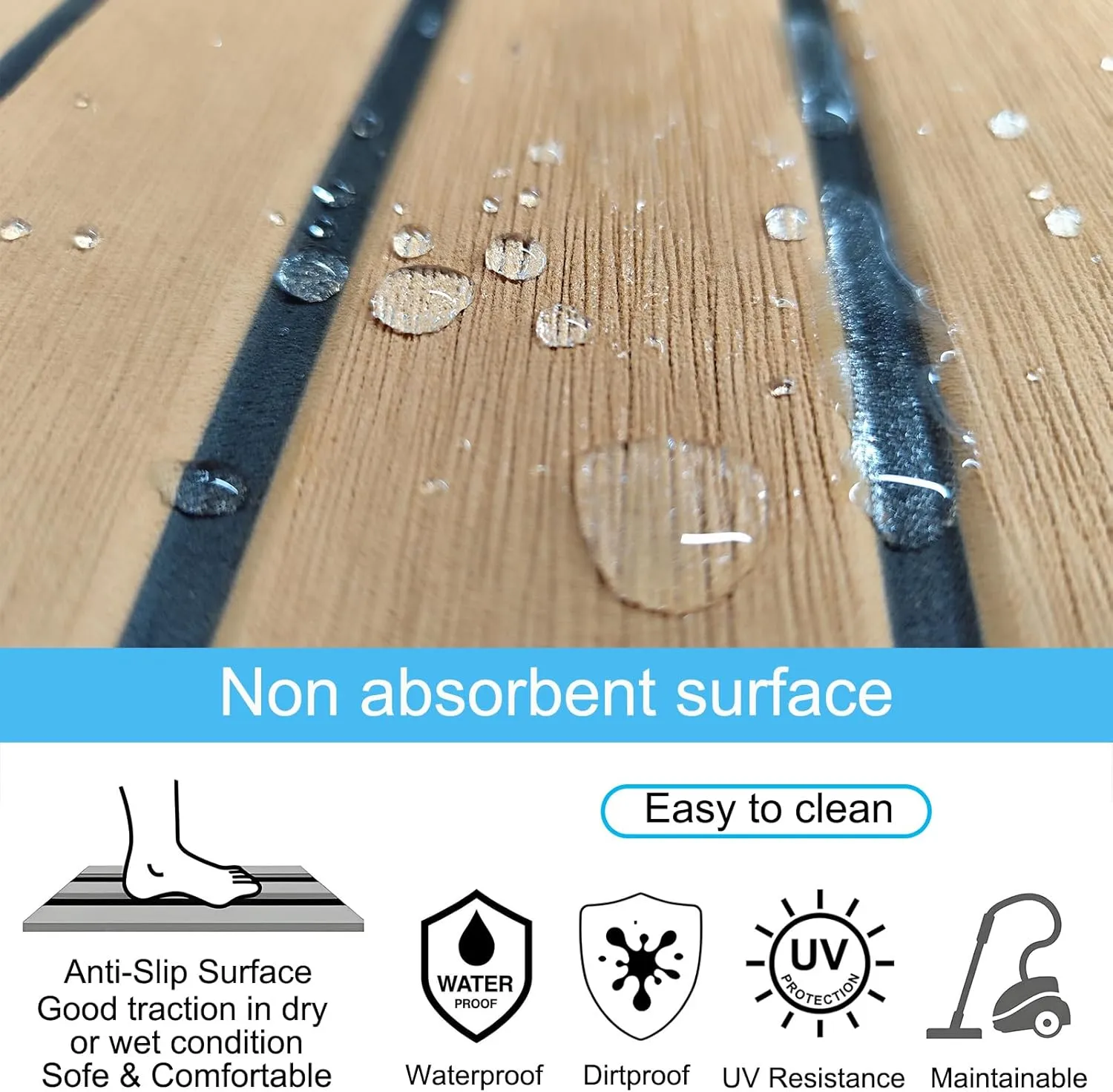 EVA Foam Boat Flooring 94.5"× 35.4" Self-Adhesive Non-Slip Boat Deck Mat Traction Pad for Boats Yacht Swim Platform RV Floor Kayak Surfboard Golf Cart