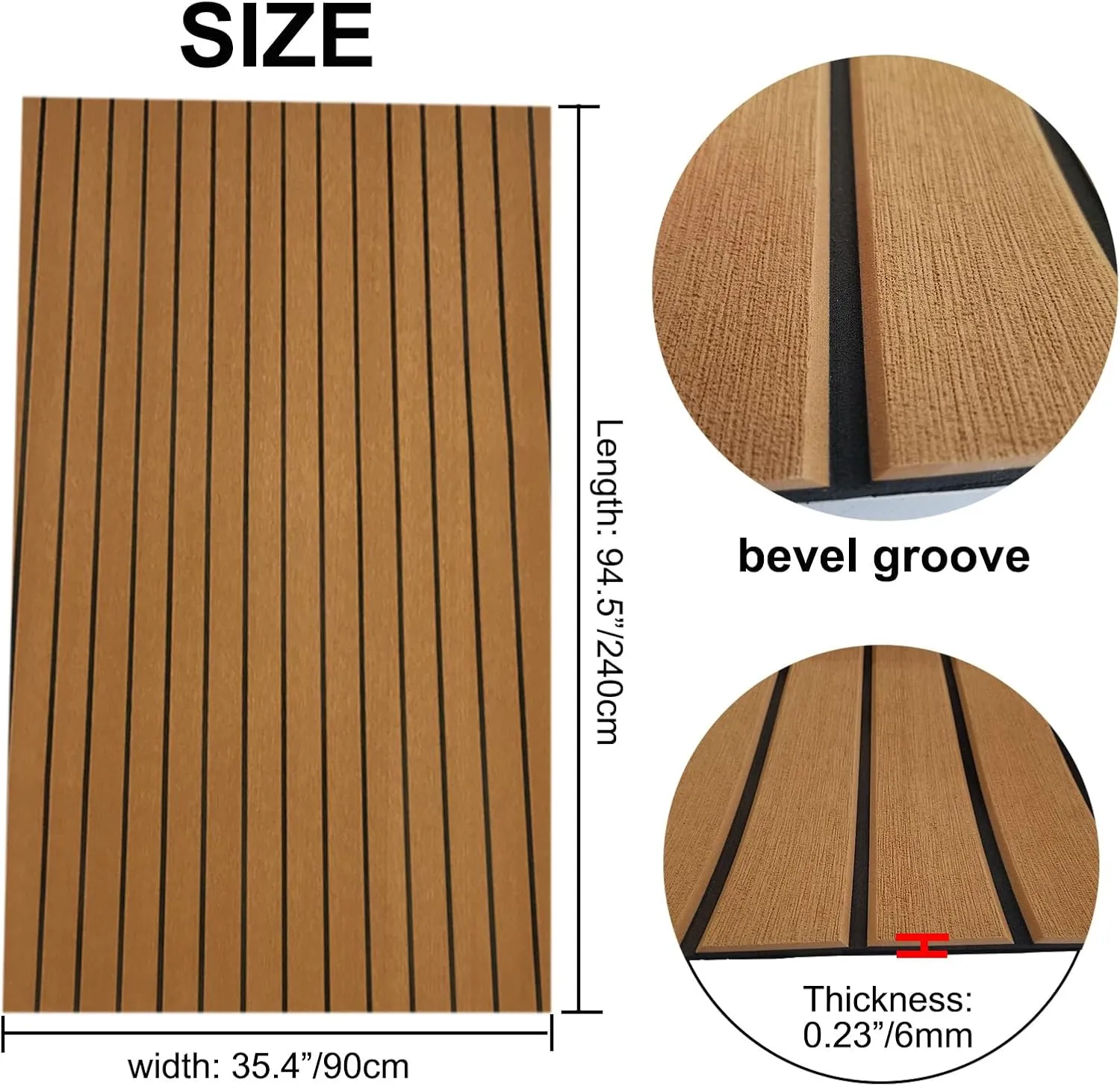 EVA Foam Boat Flooring 94.5"× 35.4" Self-Adhesive Non-Slip Boat Deck Mat Traction Pad for Boats Yacht Swim Platform RV Floor Kayak Surfboard Golf Cart