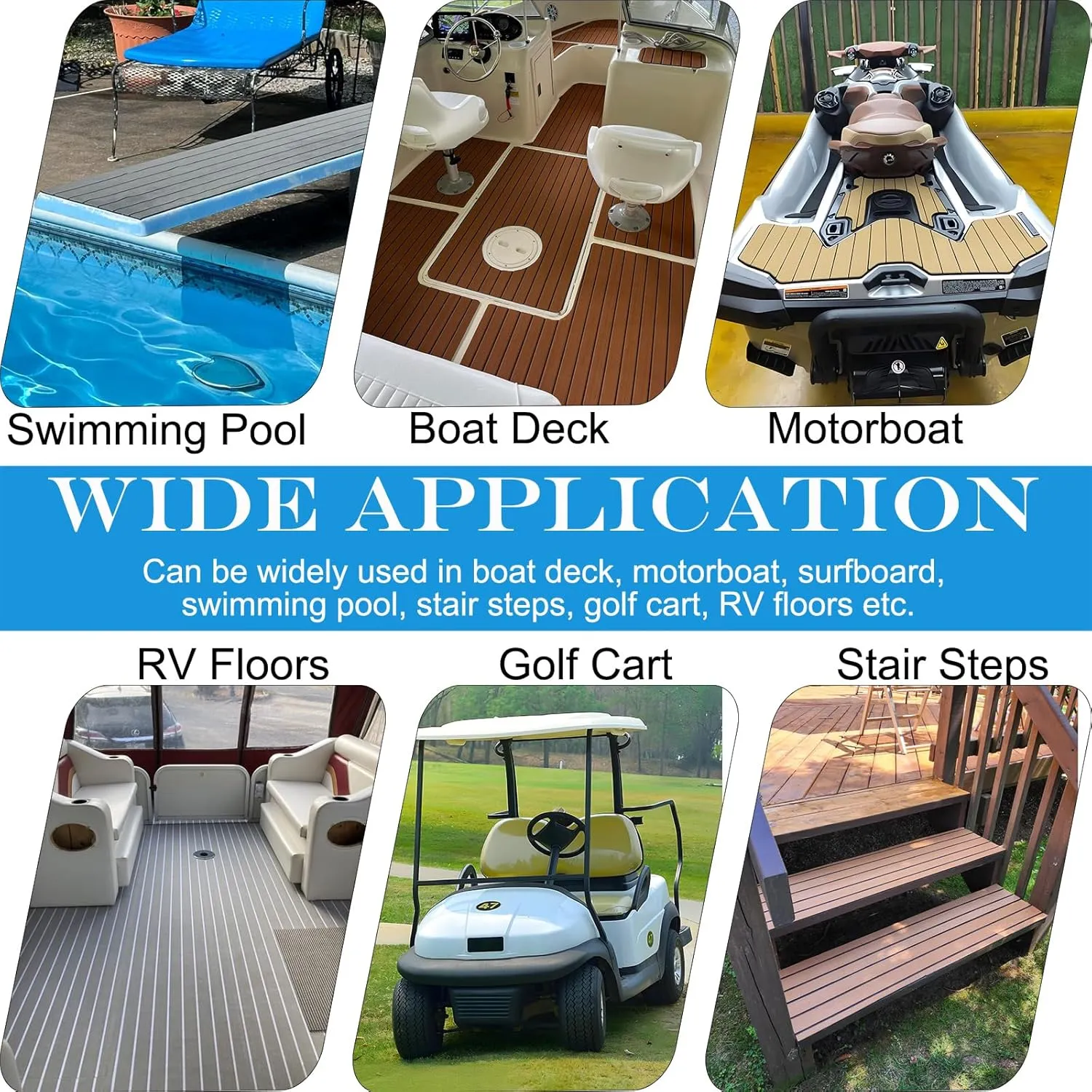 EVA Foam Boat Flooring 94.5"× 35.4" Self-Adhesive Non-Slip Boat Deck Mat Traction Pad for Boats Yacht Swim Platform RV Floor Kayak Surfboard Golf Cart