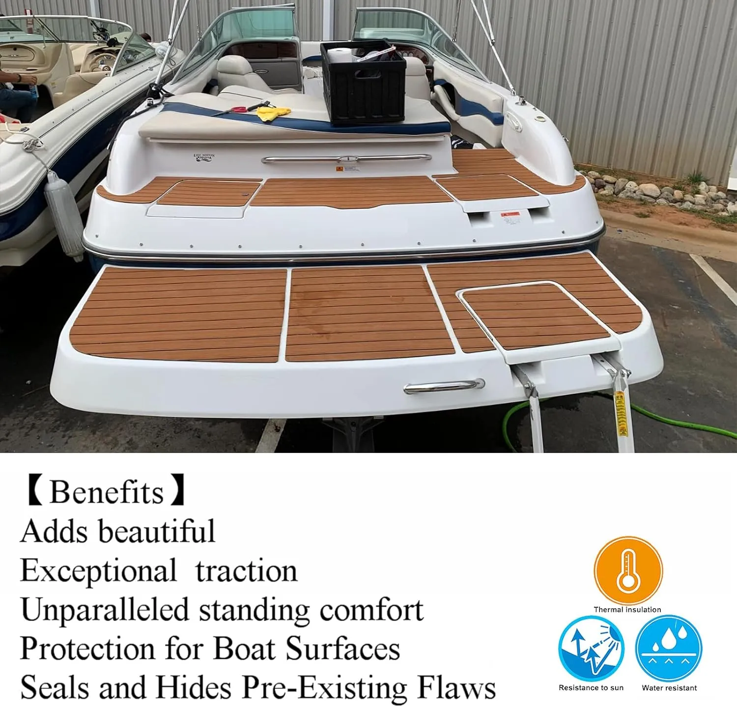EVA Foam Boat Flooring 94.5"× 35.4" Self-Adhesive Non-Slip Boat Deck Mat Traction Pad for Boats Yacht Swim Platform RV Floor Kayak Surfboard Golf Cart