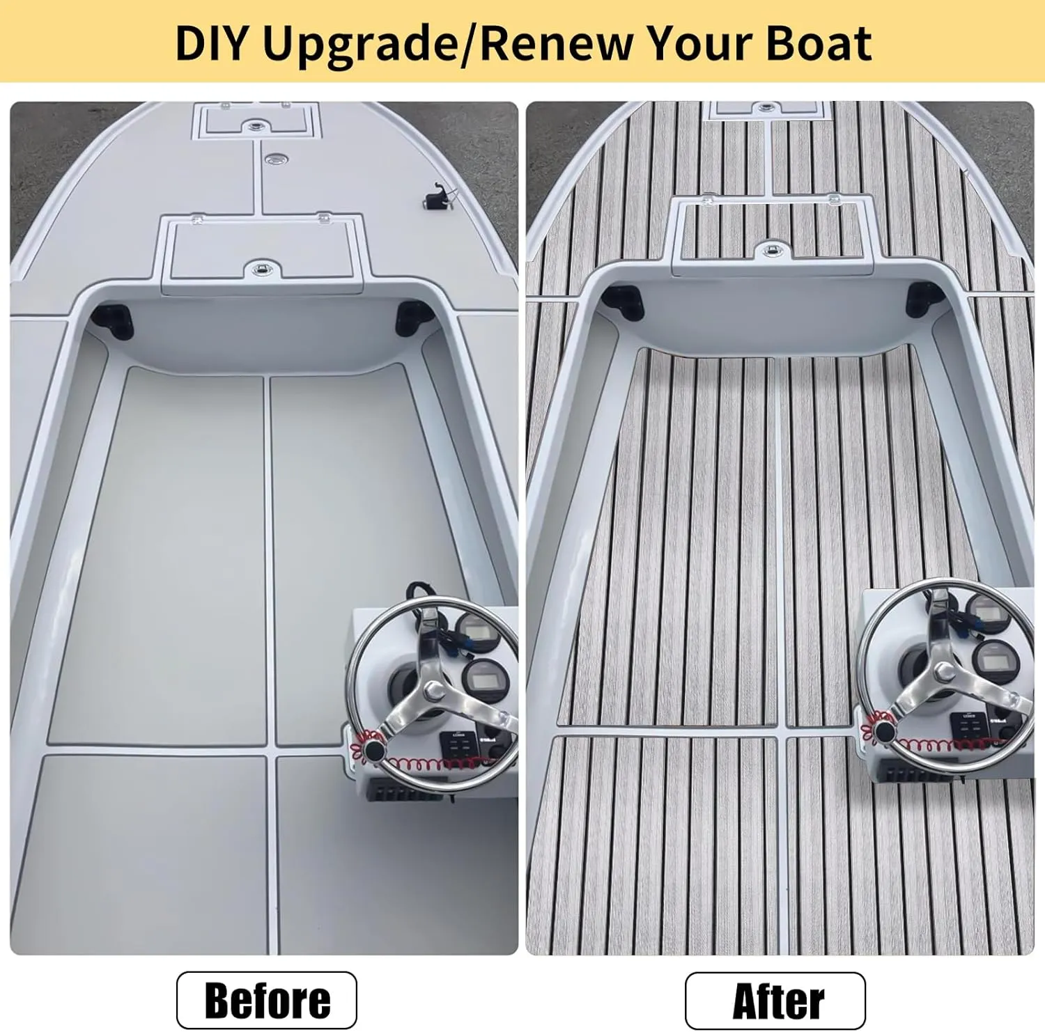 EVA Foam Boat Flooring with 3M Adhesive Backing Boat Decking Foam Self-Adhesive Sea Deck Boat Flooring 94.5"x47.2"/35.4",47.2"x16.1" EVA Foam Decking Sheet for Jon Boats Swim Platform RV Floor