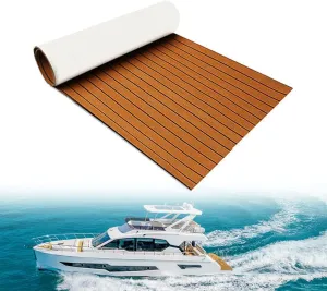 EVA Foam Faux Teak Boat Decking Sheet Carpet Self-Adhesive Non-Skid 94.5"x 46" (30 sqft) / 94.5" x 35.4" (23 sqft) Fits for Sea Deck Marine Yacht RV Boat Flooring Mats/Decking Pad