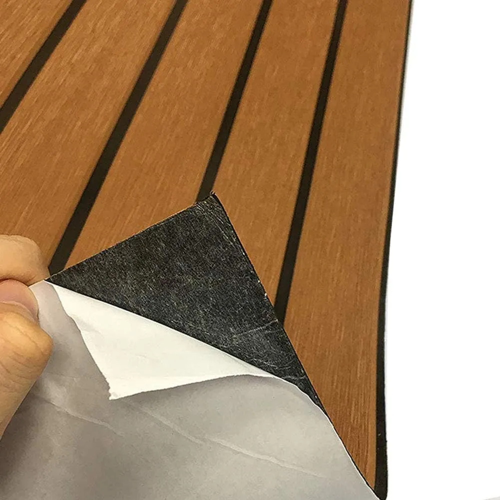EVA Foam Faux Teak Boat Decking Sheet Carpet Self-Adhesive Non-Skid 94.5"x 46" (30 sqft) / 94.5" x 35.4" (23 sqft) Fits for Sea Deck Marine Yacht RV Boat Flooring Mats/Decking Pad