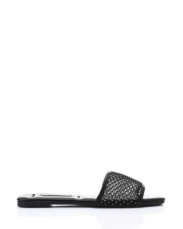 FAN-DJTV-009 Mesh Strass Wedge Slipper - Light Beige