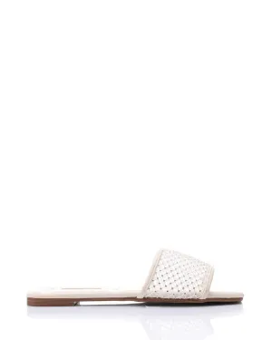FAN-DJTV-009 Mesh Strass Wedge Slipper - Light Beige