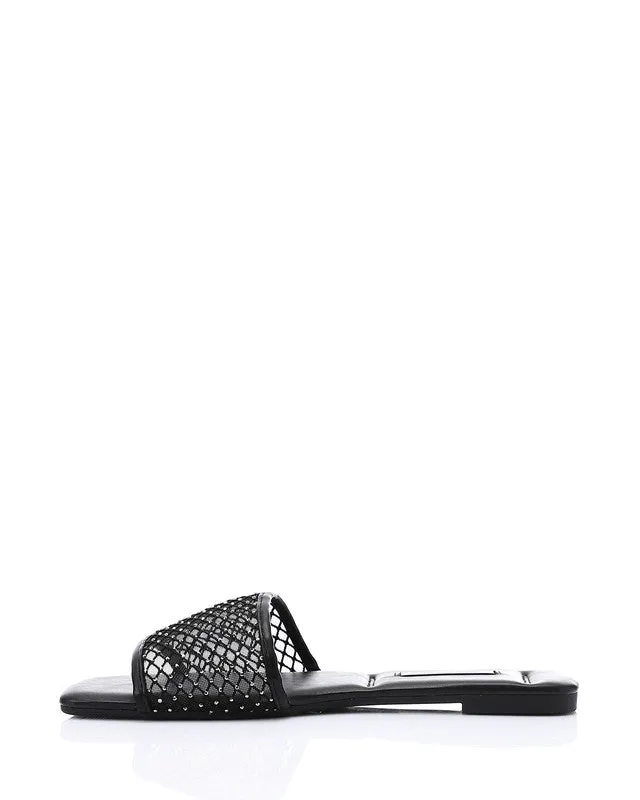 FAN-DJTV-009 Mesh Strass Wedge Slipper - Light Beige