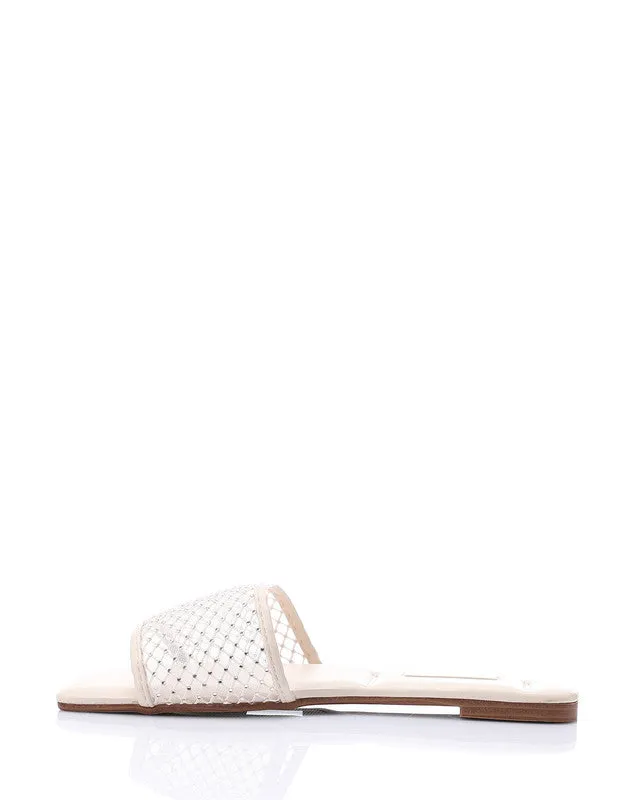 FAN-DJTV-009 Mesh Strass Wedge Slipper - Light Beige
