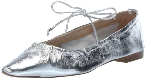 Fashion Bri Clean-lined Soft Exclusive products Flat Pointed Lace Toe Shoes Up Sam Silver Dress Edelman Ballet