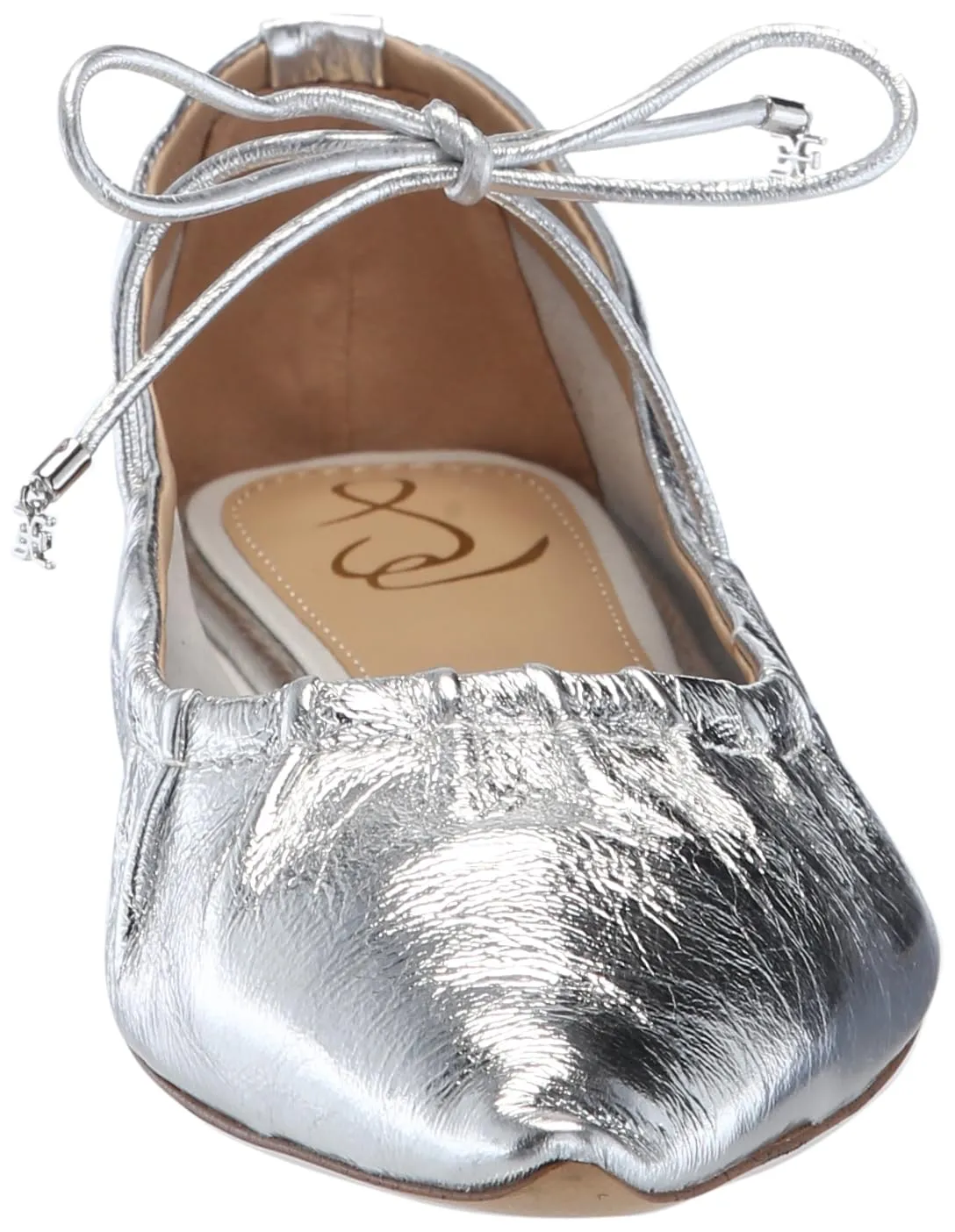 Fashion Bri Clean-lined Soft Exclusive products Flat Pointed Lace Toe Shoes Up Sam Silver Dress Edelman Ballet