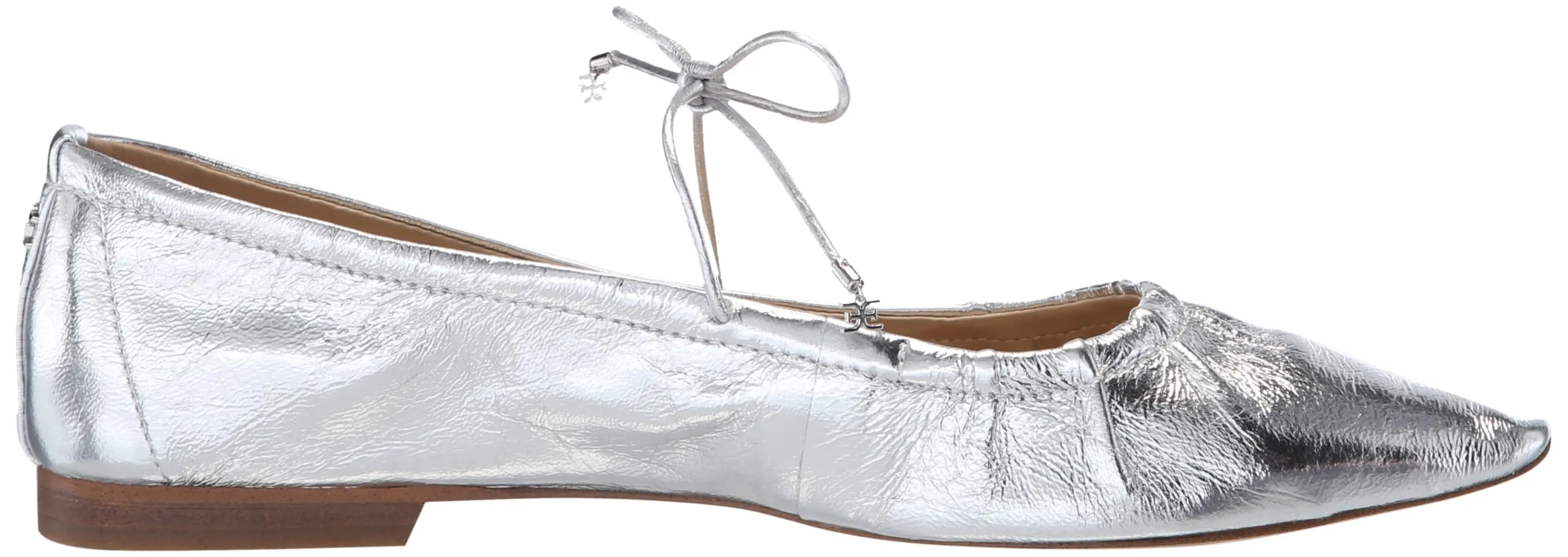 Fashion Bri Clean-lined Soft Exclusive products Flat Pointed Lace Toe Shoes Up Sam Silver Dress Edelman Ballet