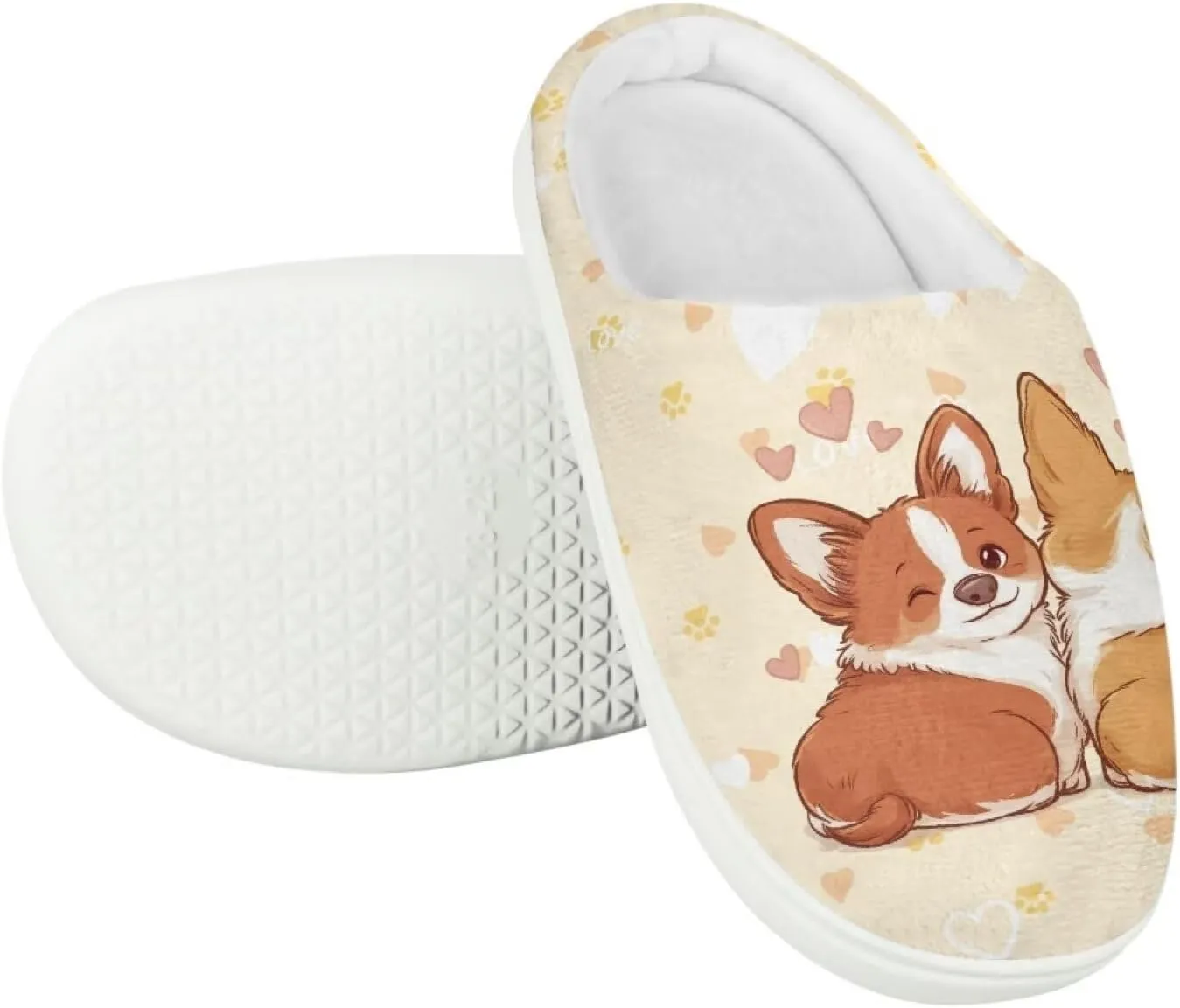 Fashion Warm House Slippers Soft Rubber Sole Anti-Skid Shoes Boys Girls Light Elastic Travel Slippers for Party Size 9-15 White Sole