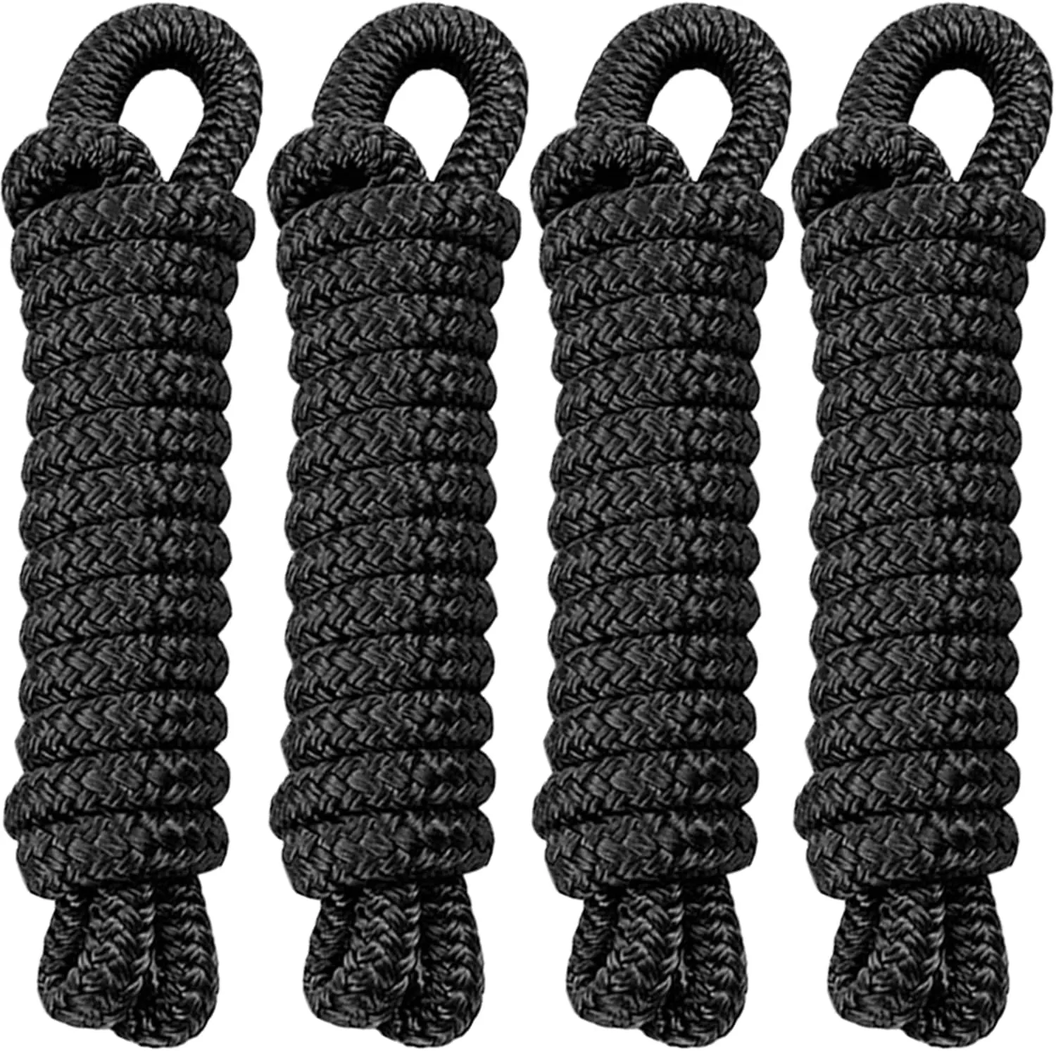 Fender Lines 4 Pack 3/8 Inch x 6 ft Premium Boat Fender Lines with 5" Eyelet, Double Braid Nylon Boat Bumper Rope/Boat Fender Rope, Dock Lines Boat Ropes for Docking Boat Lines Dock Ties,J-FM TWNTHSD