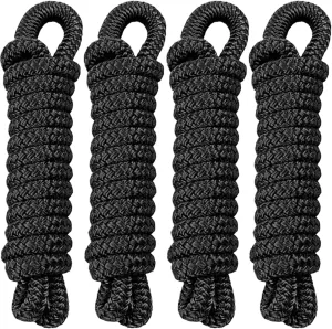 Fender Lines 4 Pack 3/8 Inch x 6 ft Premium Boat Fender Lines with 5" Eyelet, Double Braid Nylon Boat Bumper Rope/Boat Fender Rope, Dock Lines Boat Ropes for Docking Boat Lines Dock Ties,J-FM TWNTHSD