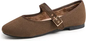 FEVERSOLE Women's Soft Cushion Extra Padded Comfort Round Toe Mary Jane Metal Buckle Fashion Ballet Flats Walking Shoes