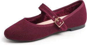 FEVERSOLE Women's Soft Cushion Extra Padded Comfort Round Toe Mary Jane Metal Buckle Fashion Ballet Flats Walking Shoes