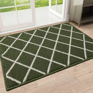 Finchitty Indoor Door Mat, Dirt Resistant and Absorbent, Low-Profile, Non-Slip, Washable Inside Floor Mats for Front Door, Back, and Entrance, 36" x 24", Green