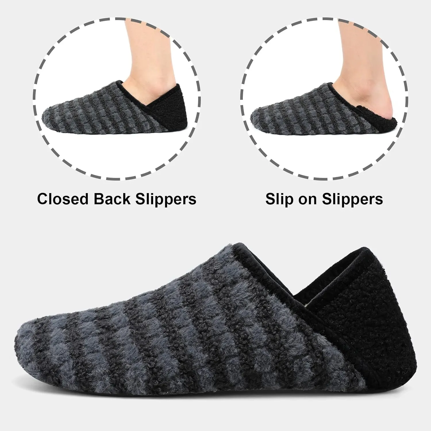 Fires Womens Mens Slippers with Rubber Sole Soft-Lightweight House Slipper Socks Around House Shoes Non Slip Indoor/Outdoor
