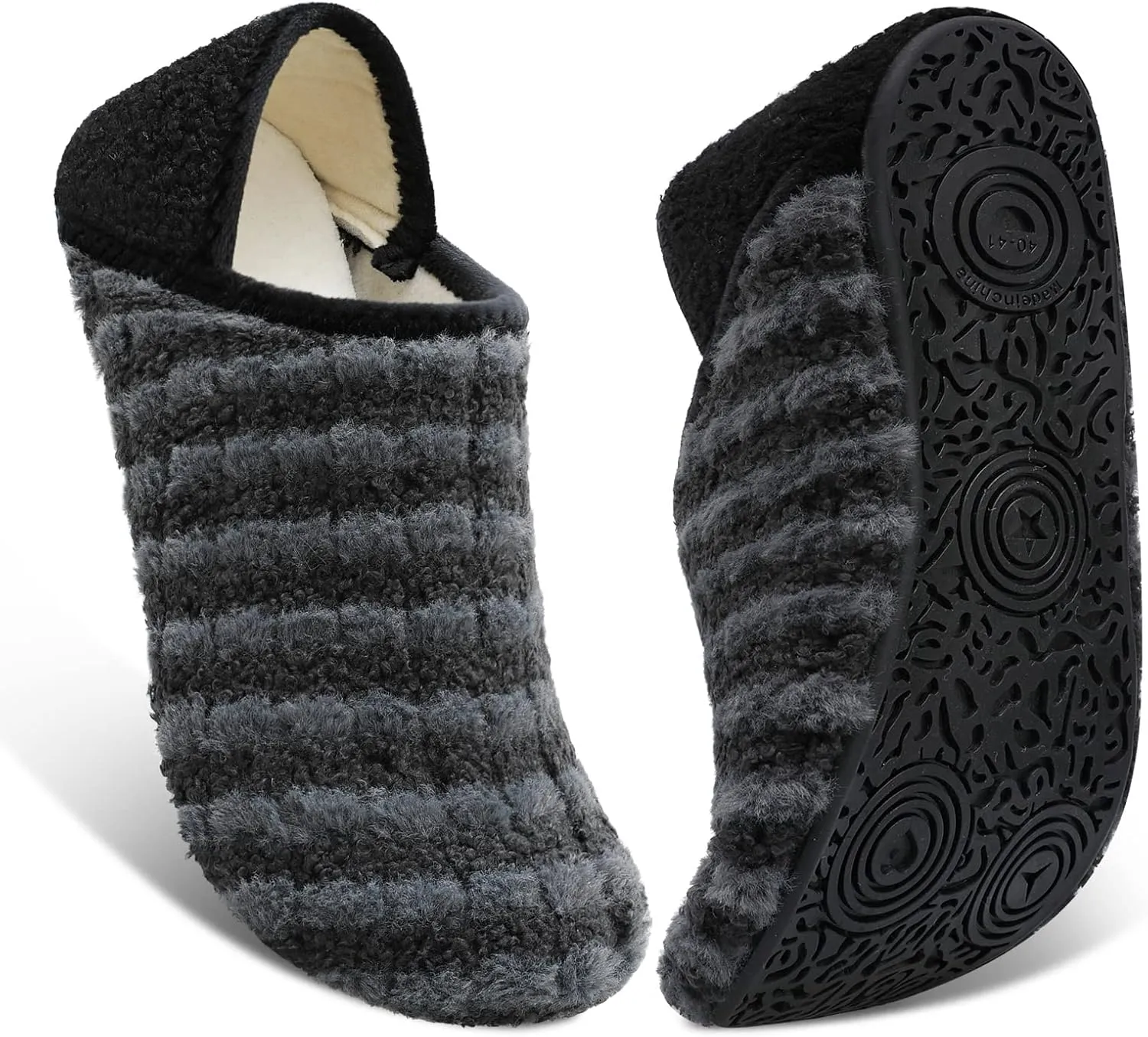 Fires Womens Mens Slippers with Rubber Sole Soft-Lightweight House Slipper Socks Around House Shoes Non Slip Indoor/Outdoor