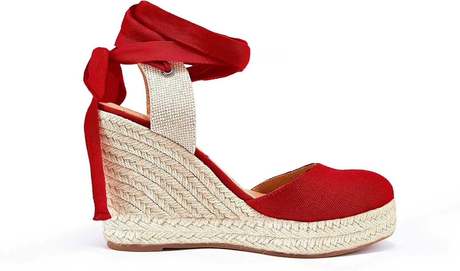 FISACE Womens Summer Espadrille Heel Platform Wedge Sandals Ankle Buckle Strap Closed Toe Shoes