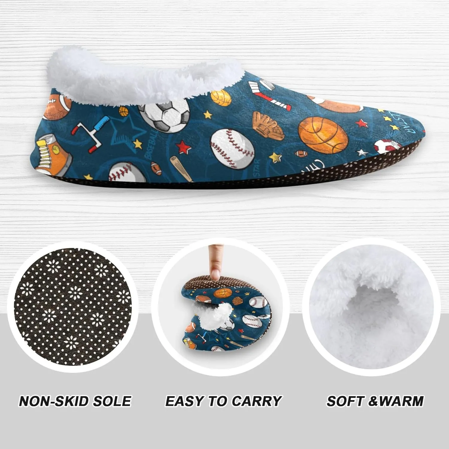 Fisyme Kids Slippers Boys Girls Warm Soft Indoor House Slipper Socks Home Shoes
