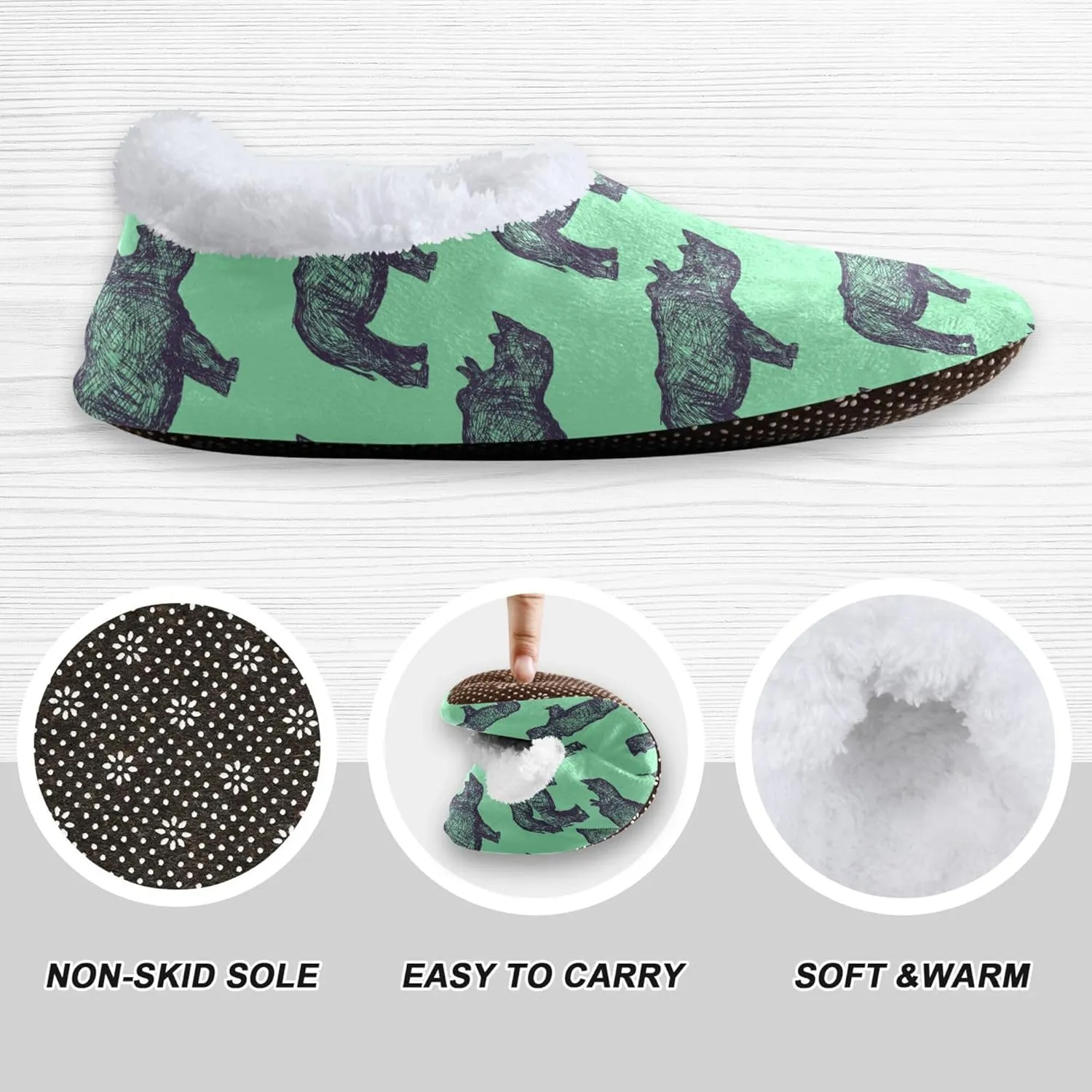 Fisyme Kids Slippers Boys Girls Warm Soft Indoor House Slipper Socks Home Shoes