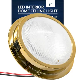Five Oceans 6-Inch Marine LED Interior Dome Lights, Boat Ceiling LED Lights, Round High Power Downlight, Daylight White LED, On-Off Rocker Switch, 12V, Surface Mount for Boat Truck RV Trailer - FO2627