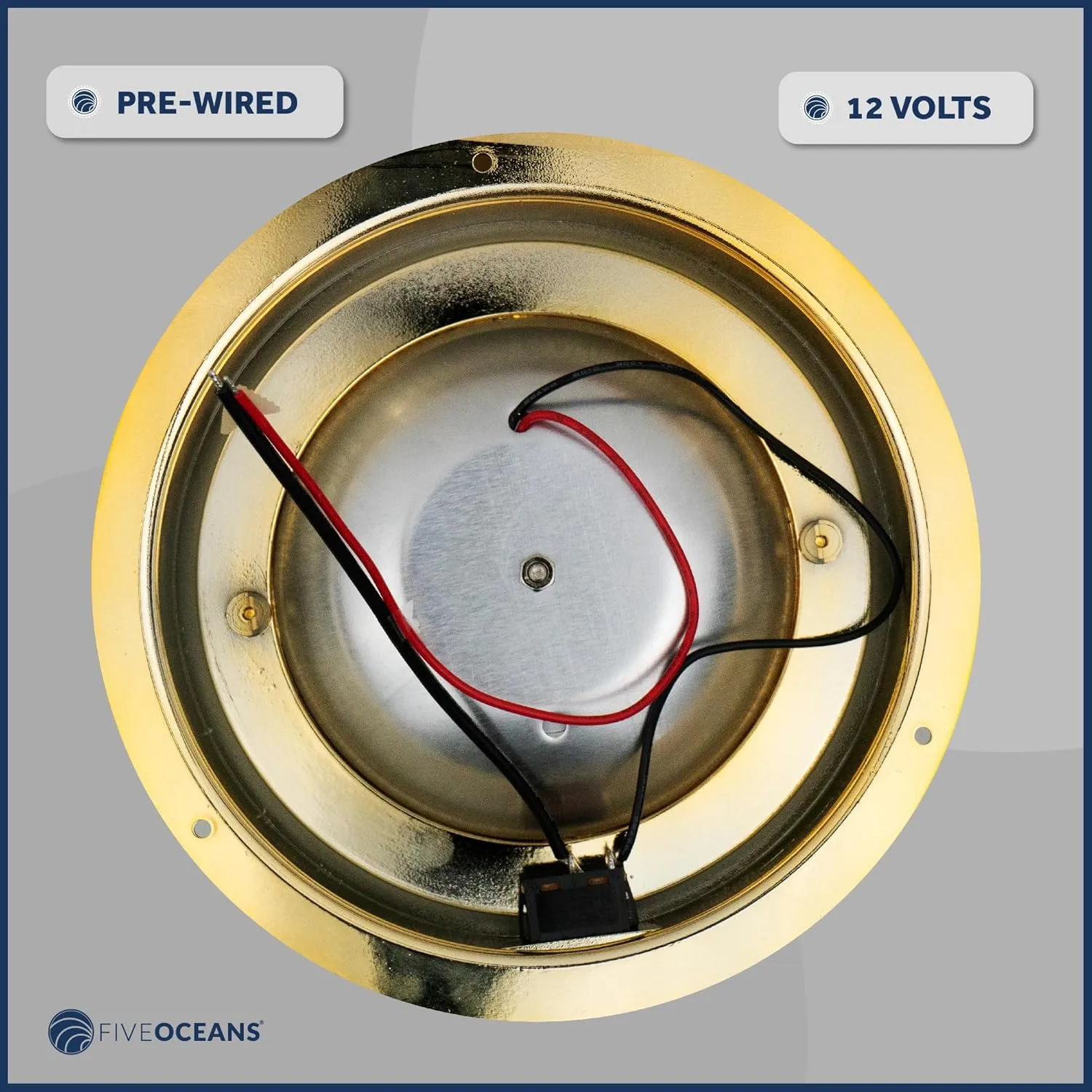 Five Oceans 6-Inch Marine LED Interior Dome Lights, Boat Ceiling LED Lights, Round High Power Downlight, Daylight White LED, On-Off Rocker Switch, 12V, Surface Mount for Boat Truck RV Trailer - FO2627