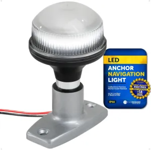 Five Oceans Anchor Light - 12V DC Navigation Light, USCG 2NM Certified, 4-Inch Fixed Mount for Pontoon, Fishing, Bass & Sport Boats - FO2874