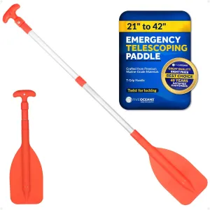 Five Oceans Emergency Telescoping Paddle, Boat Paddles, Floating Orange Paddle, Extends from 21" to 42", Compact Design for Easy Storage, Strong Anodized Aluminum Shaft