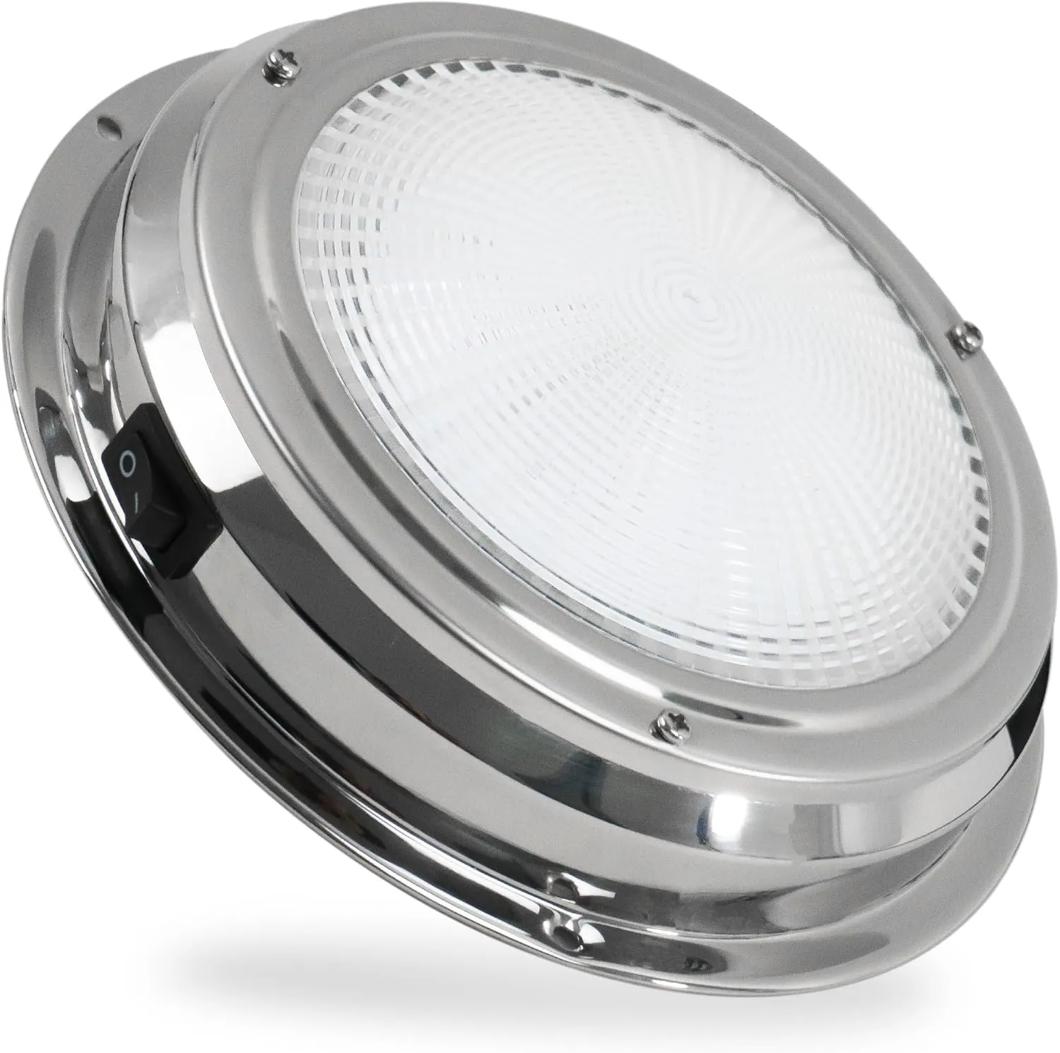 Five Oceans LED Marine Interior Dome Light, 6-Inch Round Stainless Steel Marine Cabin Light, Daylight White, On-Off Switch, 12V Boat Cabin Lights Surface Mount for Boat Truck RV - FO2625