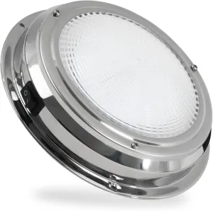 Five Oceans LED Marine Interior Dome Light, 6-Inch Round Stainless Steel Marine Cabin Light, Daylight White, On-Off Switch, 12V Boat Cabin Lights Surface Mount for Boat Truck RV - FO2625