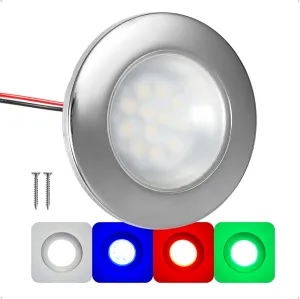 Five Oceans RGBW Internal Driver LED Interior Dome Ceiling Light, 2-3/4" Round, IP67 Waterproof, 12V, Flush Mount, Boat Courtesy Light Interior Exterior for Pontoon, Boats, RVs - FO4876