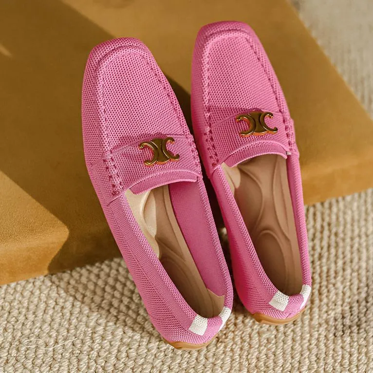 Flat Soft Sole Flying Woven Square Toe Loafers