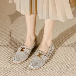 Flat Soft Sole Flying Woven Square Toe Loafers