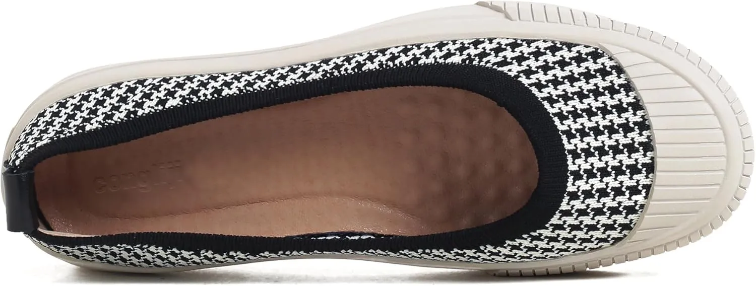Flats for Women Knit Shoes Round Toe Ballet Flats Slip On Walking Flat Shoe Comfort Soft