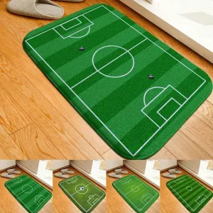 Floor Rug Doormat Non Slip Front Door Mat World Cup Football Field Ground Washable Rug Carpet Mat Flannel Entry Doormat 31"x20"