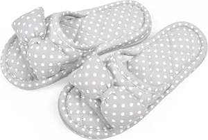 Floral Velvet House Slippers for Women, Lightweight Open Toe Washable Portable Foldable Comfortable Guest Hotel Travel Airplane Spa Slippers