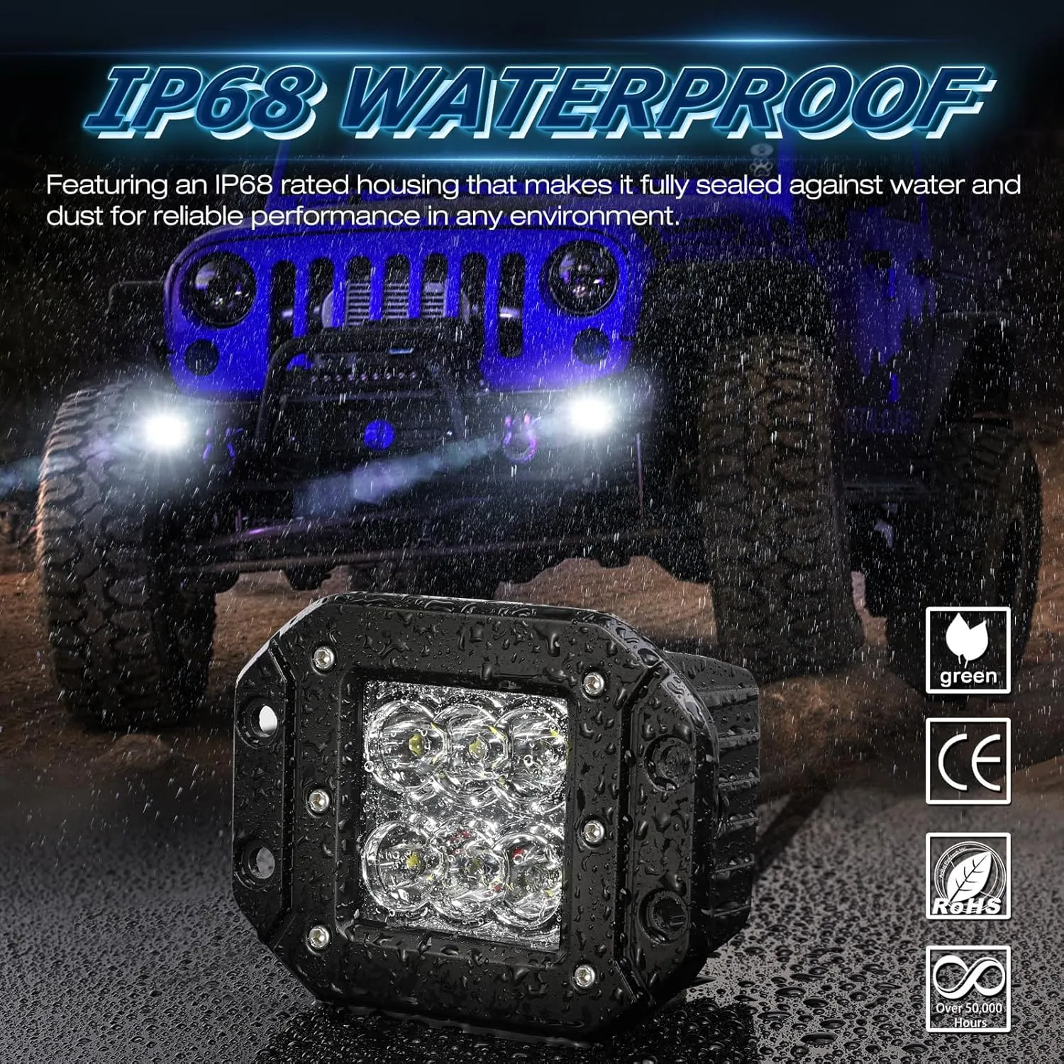 Flush Mount LED Pods, Niwaker 2Pcs 5 Inch CREE 120W Work Light Off Road Driving Lights Waterproof Fog Lamps Spot LED Reverse Backup Light Flush Mount LED Lights for Truck UTV ATV Pickup Boat