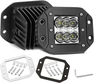 Flush Mount LED Pods, Niwaker 2Pcs 5 Inch CREE 120W Work Light Off Road Driving Lights Waterproof Fog Lamps Spot LED Reverse Backup Light Flush Mount LED Lights for Truck UTV ATV Pickup Boat