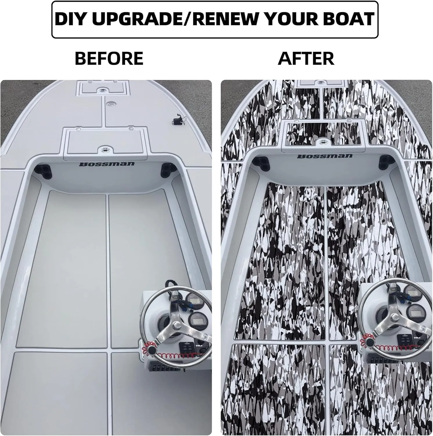 FOCEAN Boat Flooring EVA Foam Boat Decking Camo Marine Flooring Self-Adhesive Marine Mat for Motorboat RV Yacht Kayak 94.5" x 47.2"/23.6"/15.7"
