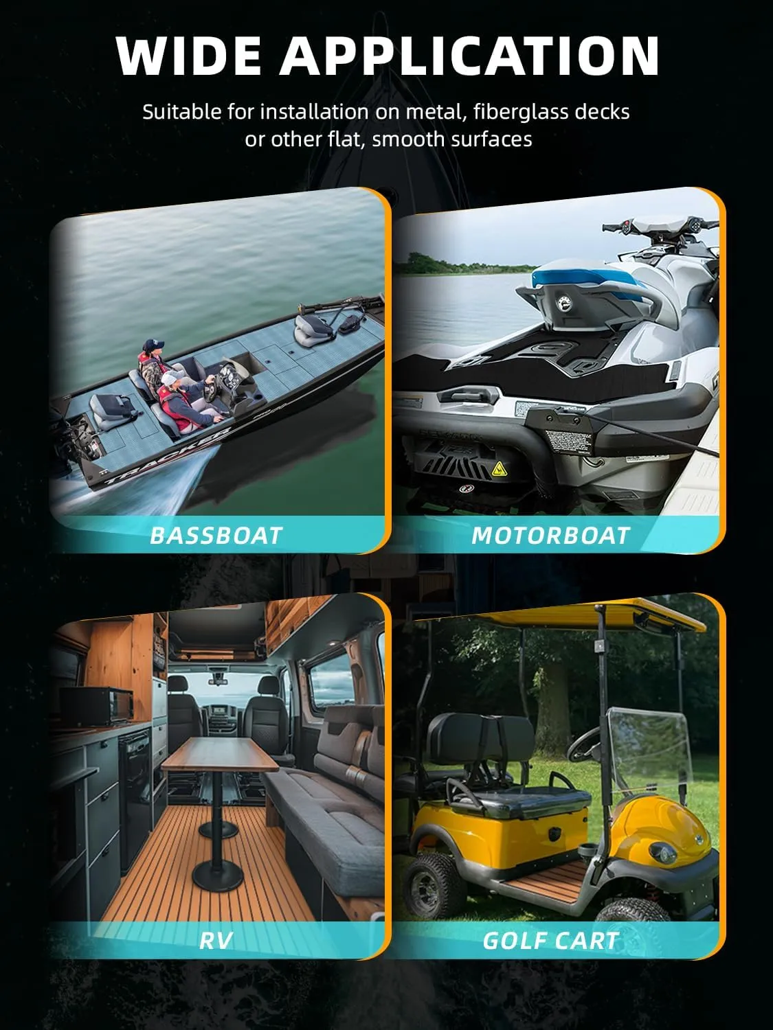 FOCEAN Boat Flooring EVA Foam Boat Decking Marine Flooring Brushed Texture Marine Mats for Boats Yacht Kayak RV 94.5" x47.2"/ 23.6"/15.7"