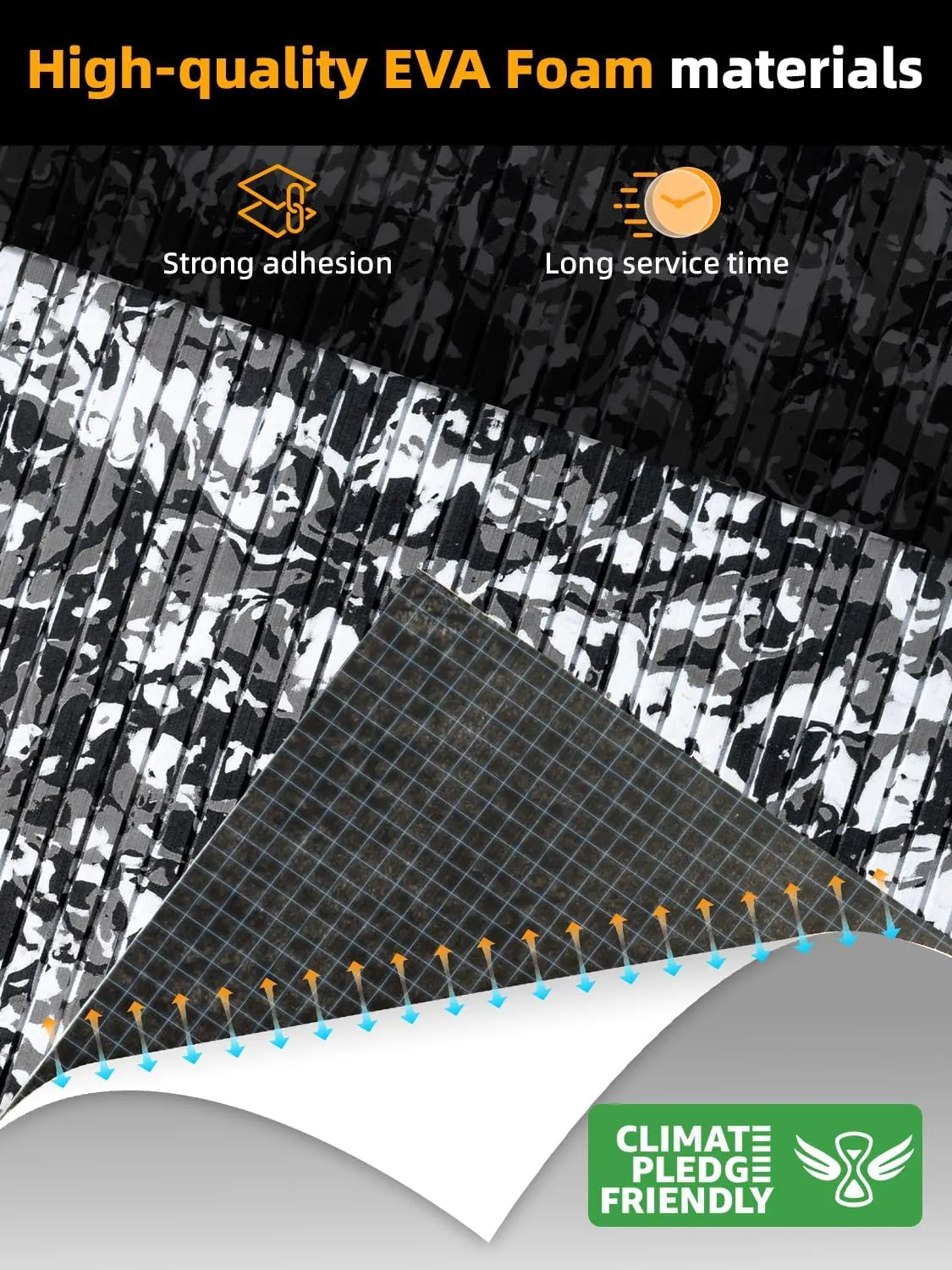 FOCEAN Boat Flooring EVA Foam Boat Decking Marine Flooring Camo Self-Adhesive Diamand Pattern Marine Mats for Boats Yacht Kayak RV 94.5"x15.7", Snow Camo