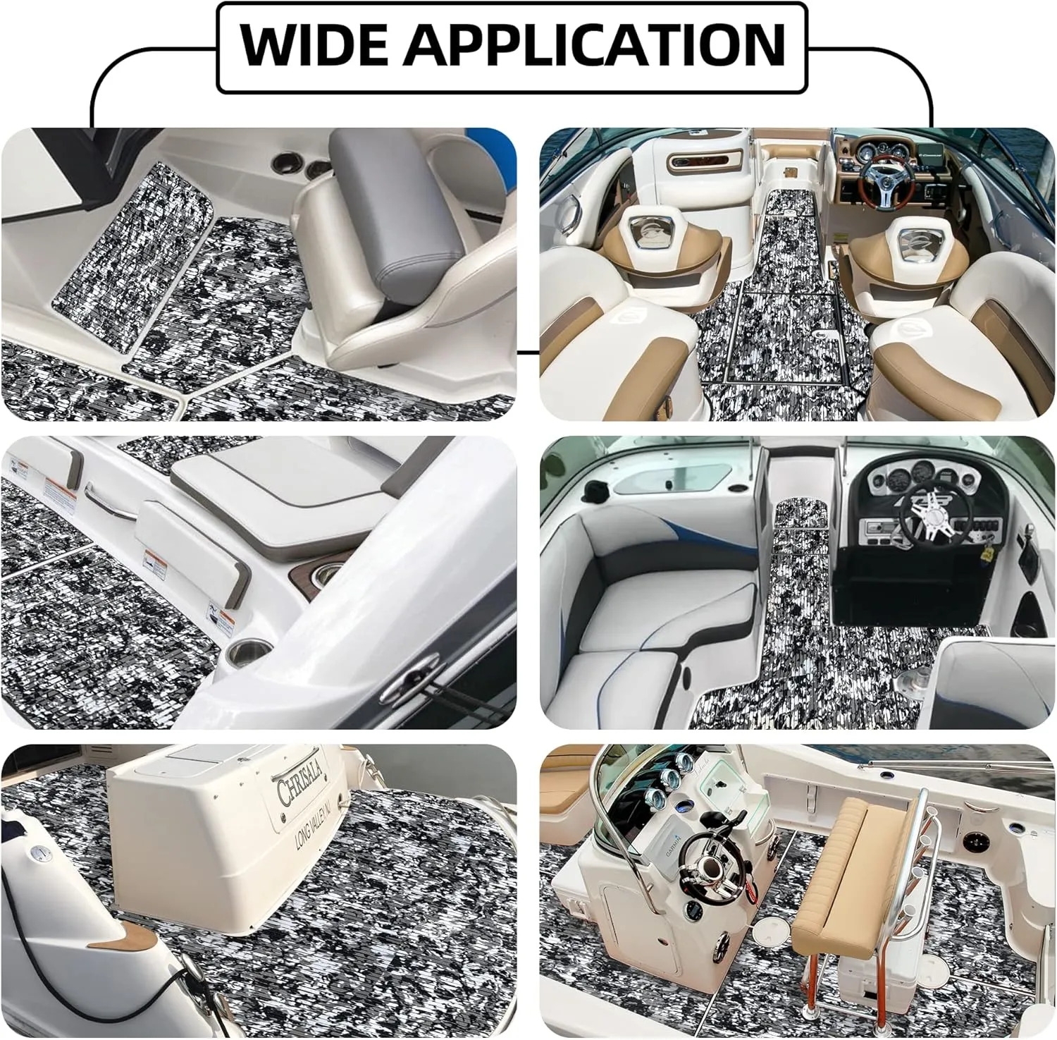 FOCEAN Boat Flooring EVA Foam Boat Decking Marine Flooring Camo Self-Adhesive Diamand Pattern Marine Mats for Boats Yacht Kayak RV 94.5"x15.7", Snow Camo