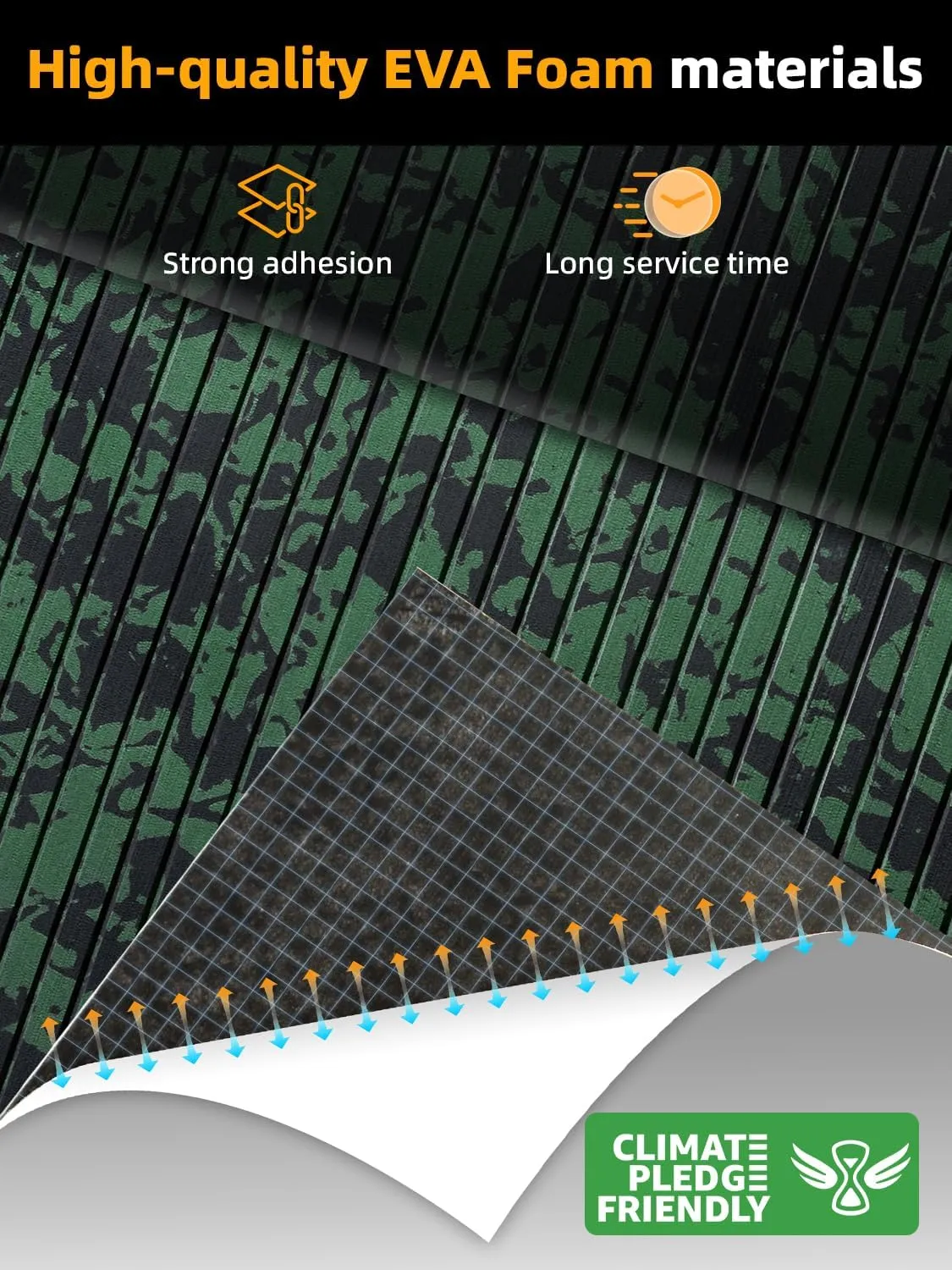 FOCEAN Boat Flooring EVA Foam Boat Decking Marine Flooring Camo Self-Adhesive Diamand Pattern Marine Mats for Boats Yacht Kayak RV 94.5"x23.6", Olive Camo