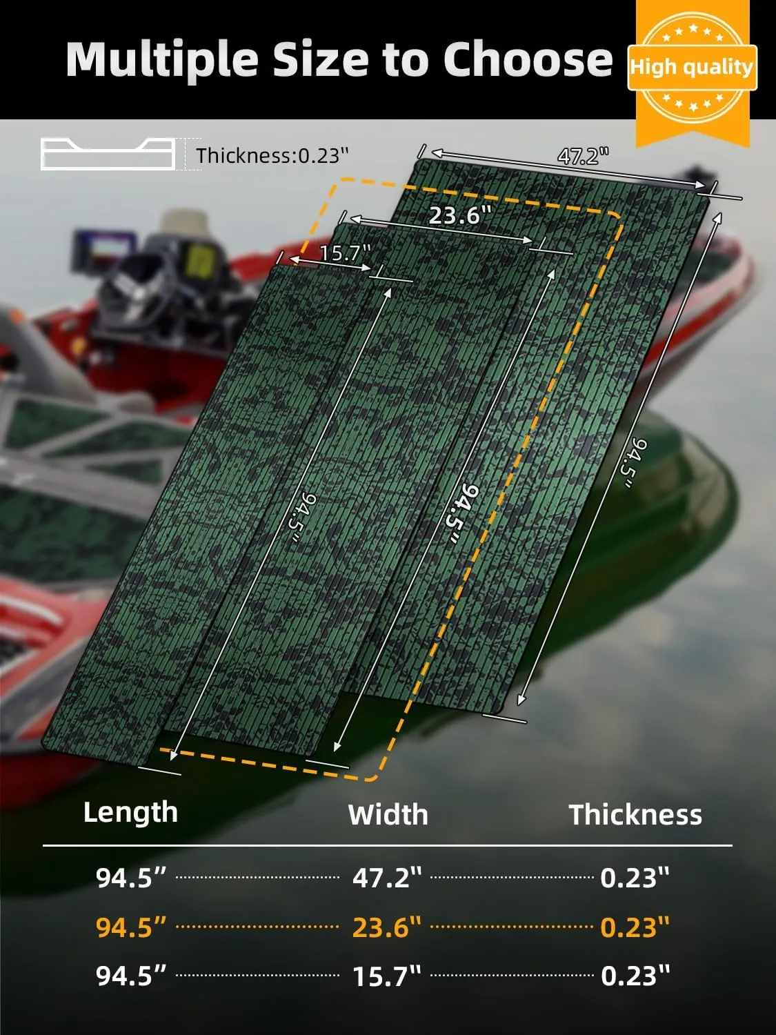 FOCEAN Boat Flooring EVA Foam Boat Decking Marine Flooring Camo Self-Adhesive Diamand Pattern Marine Mats for Boats Yacht Kayak RV 94.5"x23.6", Olive Camo