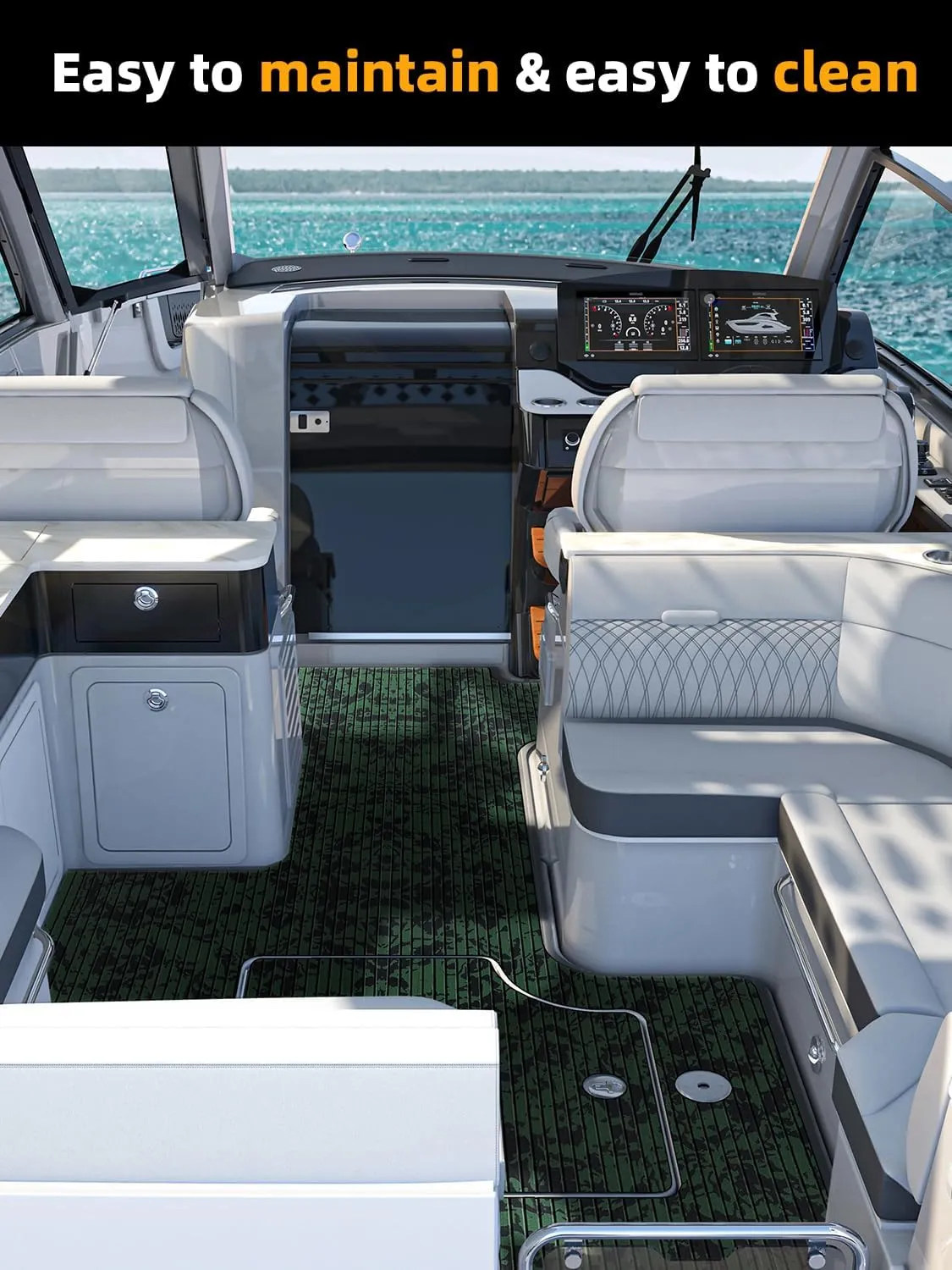 FOCEAN Boat Flooring EVA Foam Boat Decking Marine Flooring Camo Self-Adhesive Diamand Pattern Marine Mats for Boats Yacht Kayak RV 94.5"x23.6", Olive Camo