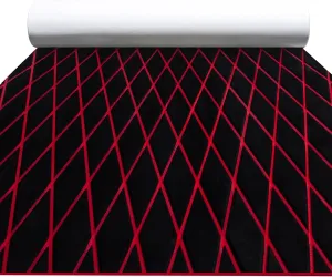 FOCEAN Boat Flooring EVA Foam Boat Decking Marine Mat Non-Slip Self-Adhesive Flooring Sheet for Motorboat Kayak Surfboard Garden Floor Swimming Pools, 94.5''x 15.7'', Black with Red Lines