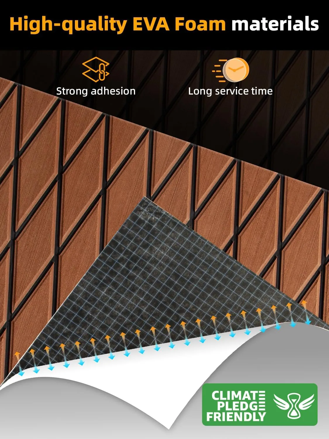 FOCEAN Boat Flooring EVA Foam Boat Decking Marine Mat Non-Slip Self-Adhesive Flooring Sheet for Motorboat Kayak Surfboard Garden Floor Swimming Pools, 94.5''x 15.7'', Brown with Black Lines