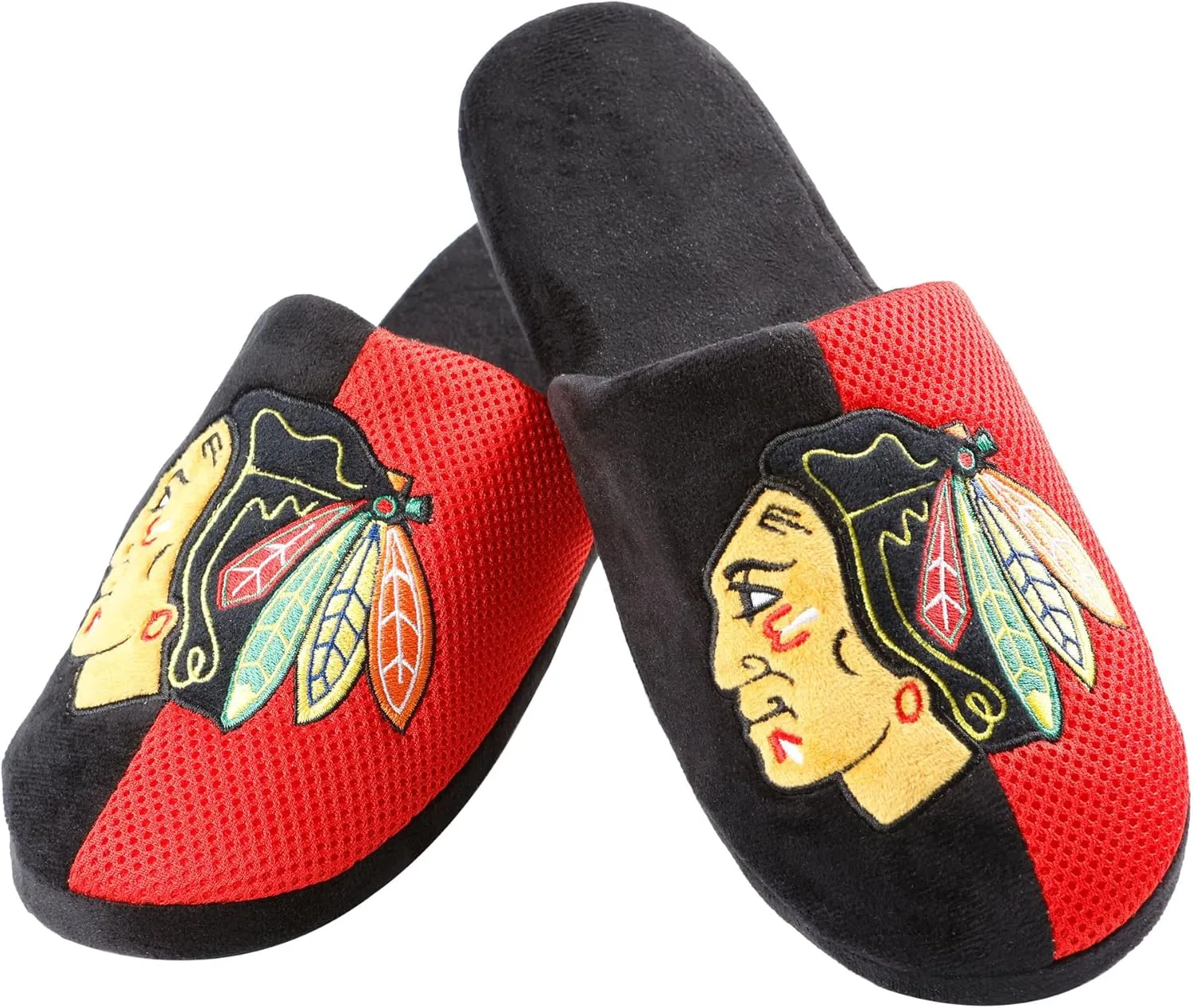FOCO Chicago Blackhawks NHL Mens Team Logo Staycation Slipper - L